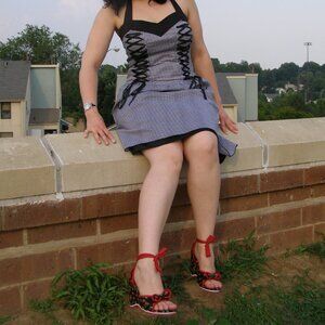 size 8 Cherry print Open toe Sandal Wedges Ankle wrap